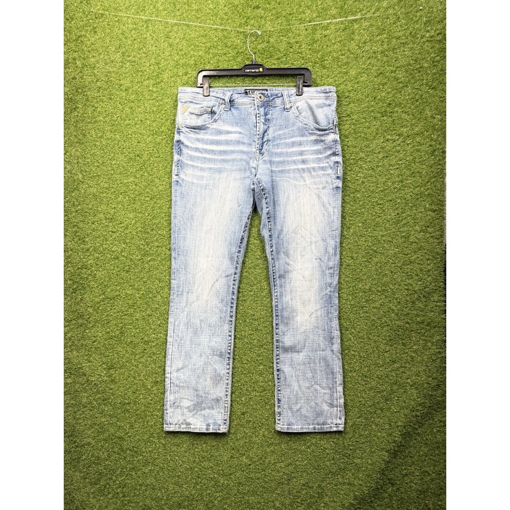 Salvage Mayhem Boot Cut Jeans Mens 36R 36x30 Light Blue Regular Buckle Cowboy